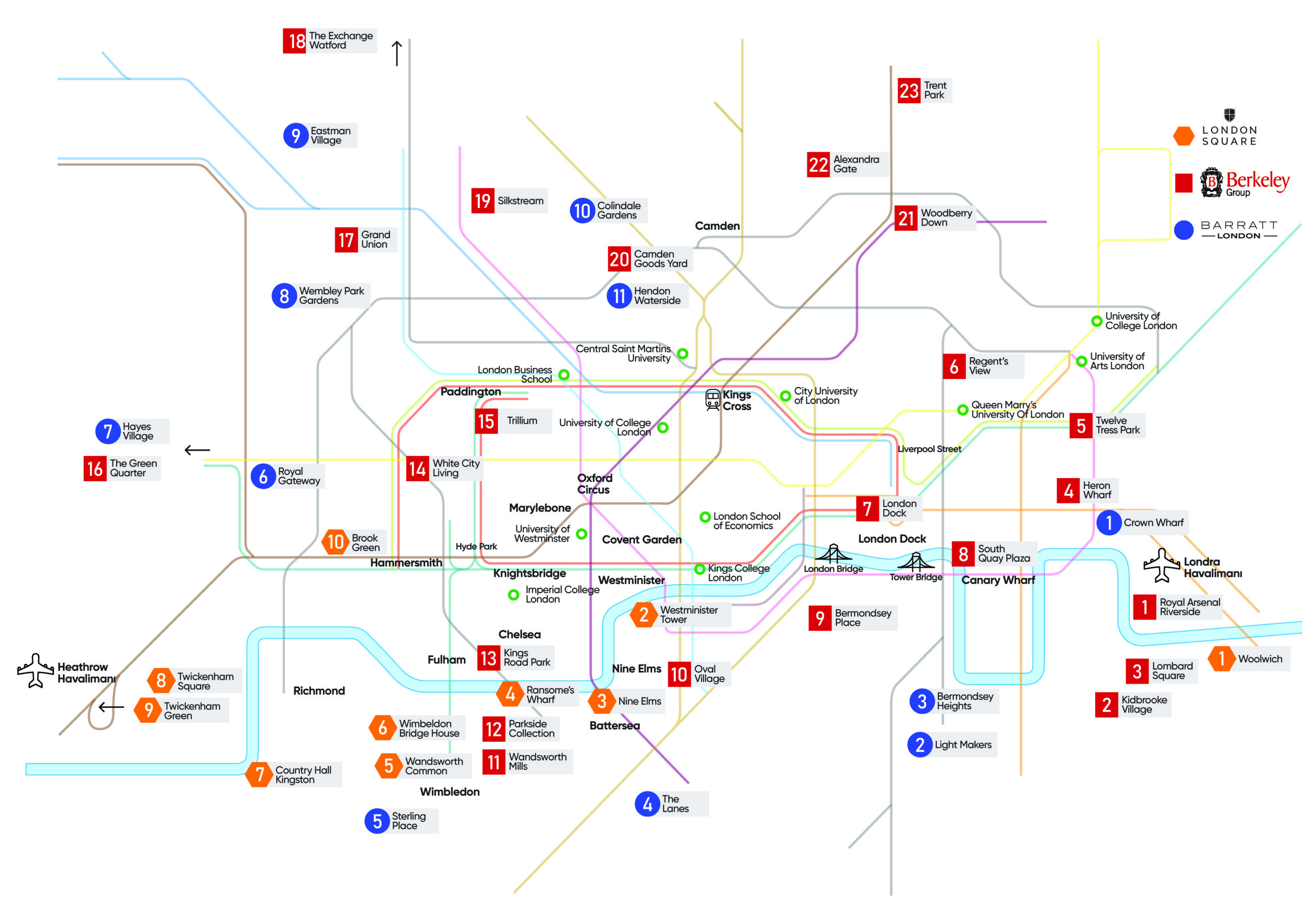 Londra projeleri haritası